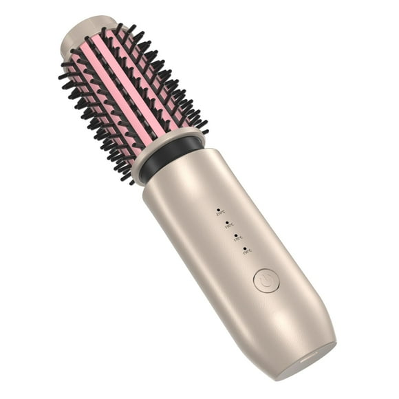 Thermal Brush, Cordless Hair Straightener Curling Brush, 4 Temp Setting 300-410℉ Mini Travel Curling Iron, Type C Rechargeable, Electric Curling Hot C