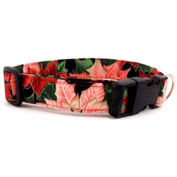 Poinsettia Leaves Dog Collar - Size - X-Large
