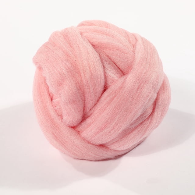Xiao Hua Hilo de lana de 100 g, fibra de lana, suministros para fieltrar lana, lana pura, hilo grueso, hilado de lana para fieltrar con aguja, fieltrar en húmedo, hilado a mano, color rosa