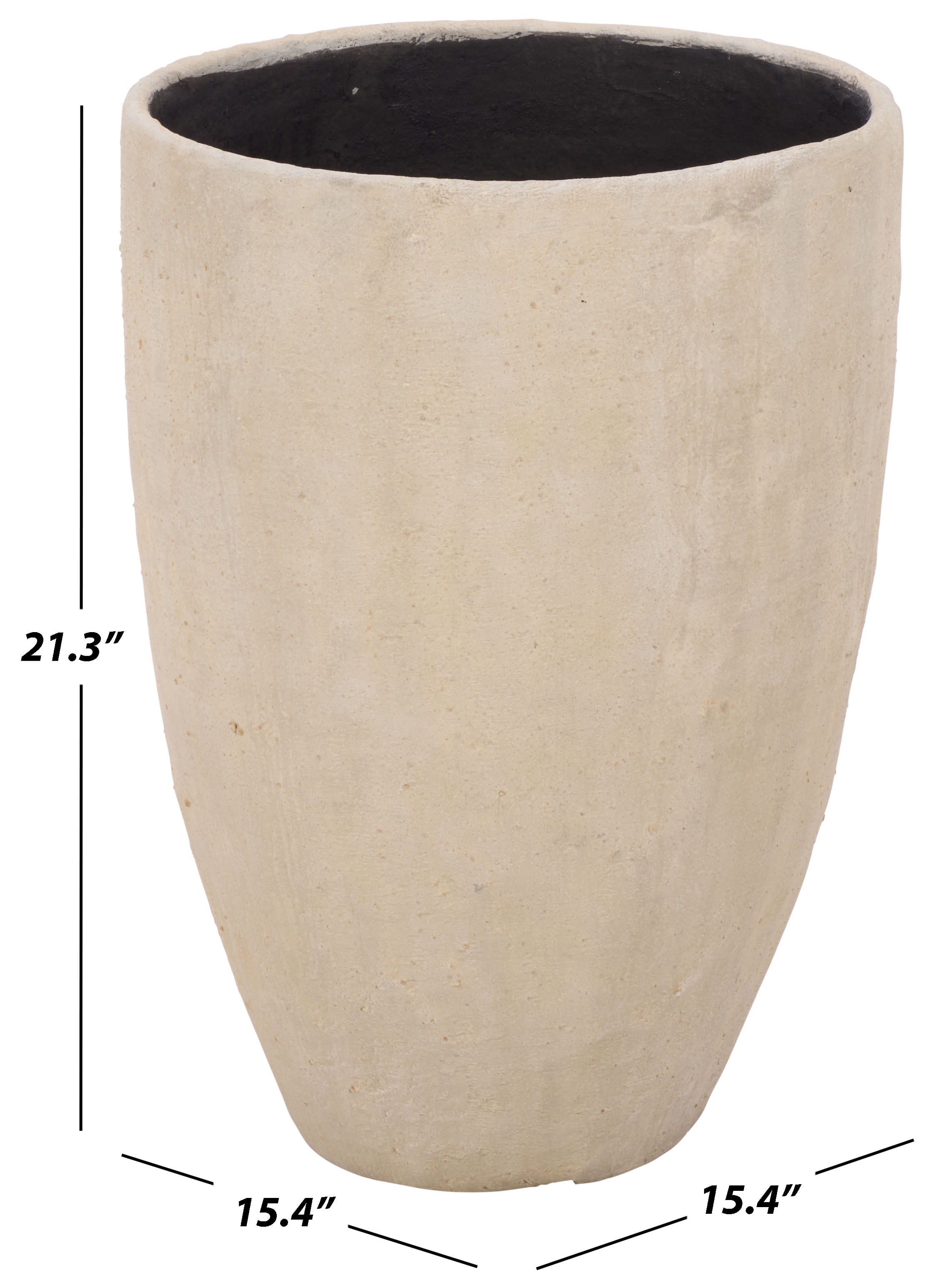 Safavieh 15.4" x 15.4" x 21.3" Round Beige Cement Bamboo Plant Pot