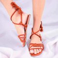 thumbnail image 1 of Sandalias planas con correa cruzada y punta abierta en la playa con cuerda y nudo de talla grande para mujer Wmkox8yii shjk2867, 1 of 2