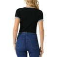thumbnail image 3 of INSPIRAR CHIC Body de Mujer de Manga Corta Cuello Cuadrado Ajustado de Punto Acanalado Color Negro, 3 of 6