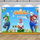 thumbnail image 1 of Fondo personalizado con nombre y edad, tema de Super Mario Bros, fondo para fiesta de cumpleaños de niños y niños, pancarta para baby shower, accesorios de decoración, 1 of 5