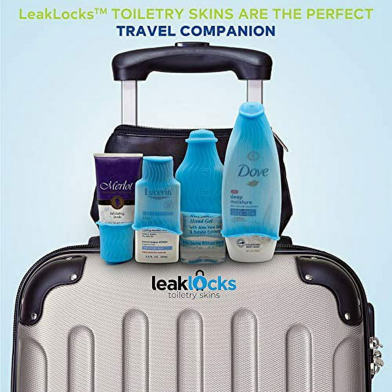 LeakLocks Toiletry Skins™ Sleeves that Leak Proof Travel Containers in  Luggage. For Standard and Travel Size Toiletries. Reusable Accessory for  Travel Bag, Suitcase and Carry-on 8 Pack 