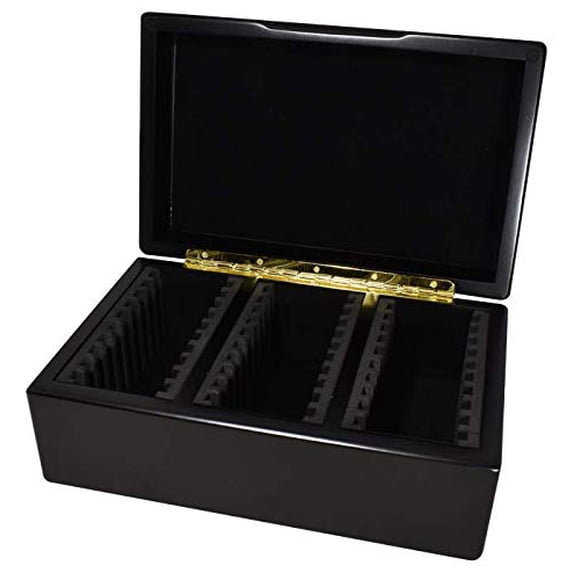 Caja de almacenamiento para monedas Guardhouse de madera negro mate, 30 compartimentos