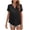 Black, variant on Uaswgudfs ​Casual Women Blouses: Button-Front V-Neck Summer Tops with Lightweight Breathable Cotton Blend & Trendy Short Sleeve