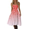 thumbnail image 4 of LWavelet 2026 Valentine's Casual Brunch Spaghetti Strap Dress, Heart Print Flowy Flared Sundress Valentine's Wear Hot Pink XL, 4 of 4