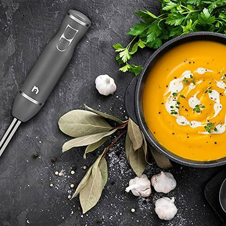 Elite Gourmet EHB1023 Immersion Hand Blender 300 Watts 2 Speed Mixing with Detachable Blades, Detachable Wand Stick Mixer, Smoothies, Baby Food