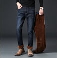 thumbnail image 3 of Oversized Slim Straight Mid-waist Warm Men's Trousers Winter Fleece Pants, 3 of 11