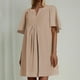 thumbnail image 1 of WILLBEST Vestido Corto De Mujer, Minivestido Informal De Manga Corta Con Vuelo Y Cuello En V, Holgado Y Fluido Para Verano, 1 of 3