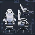 thumbnail image 3 of JKOOK Gaming Chair with Footrest, Multifunctional Desk Chair with Linkage Armrest, PU Leather, Video Game Computer Chairs with Lumbar Support, Study,Game,Office,JK08 (White), 3 of 17