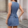 thumbnail image 7 of Htigea Women's Summer Outfits Sleeveless Button Down Jean Jacket and Denim Short Skirts Matching 2 Piece Sets Light Blue S, 7 of 7