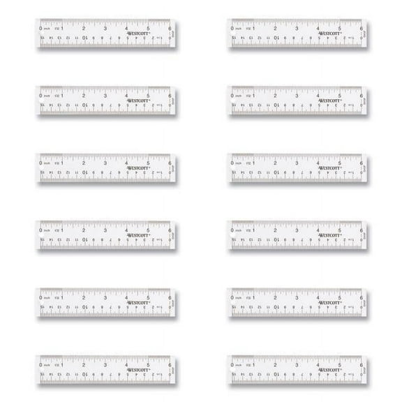Acme United 17723 6 in. Standard & Metric Clear Flexible Acrylic Ruler, Clear - Box of 12