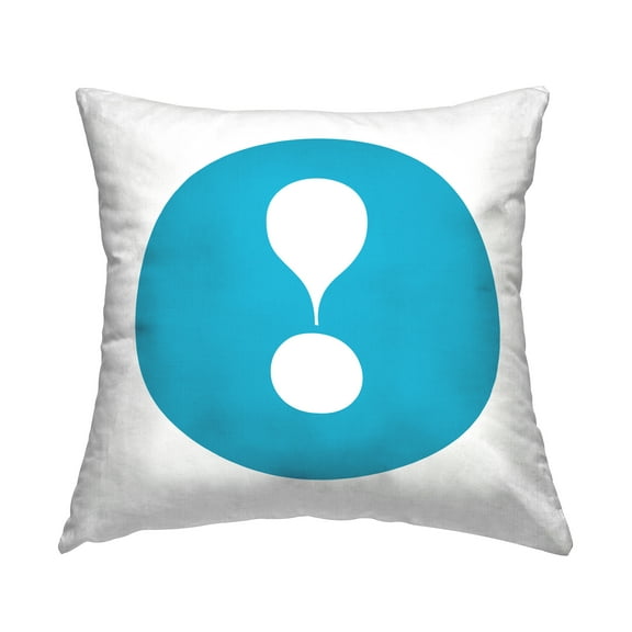 Stupell Industries Blue Exclamation Initial Decorative Printed Throw Pillow, 18 x 18