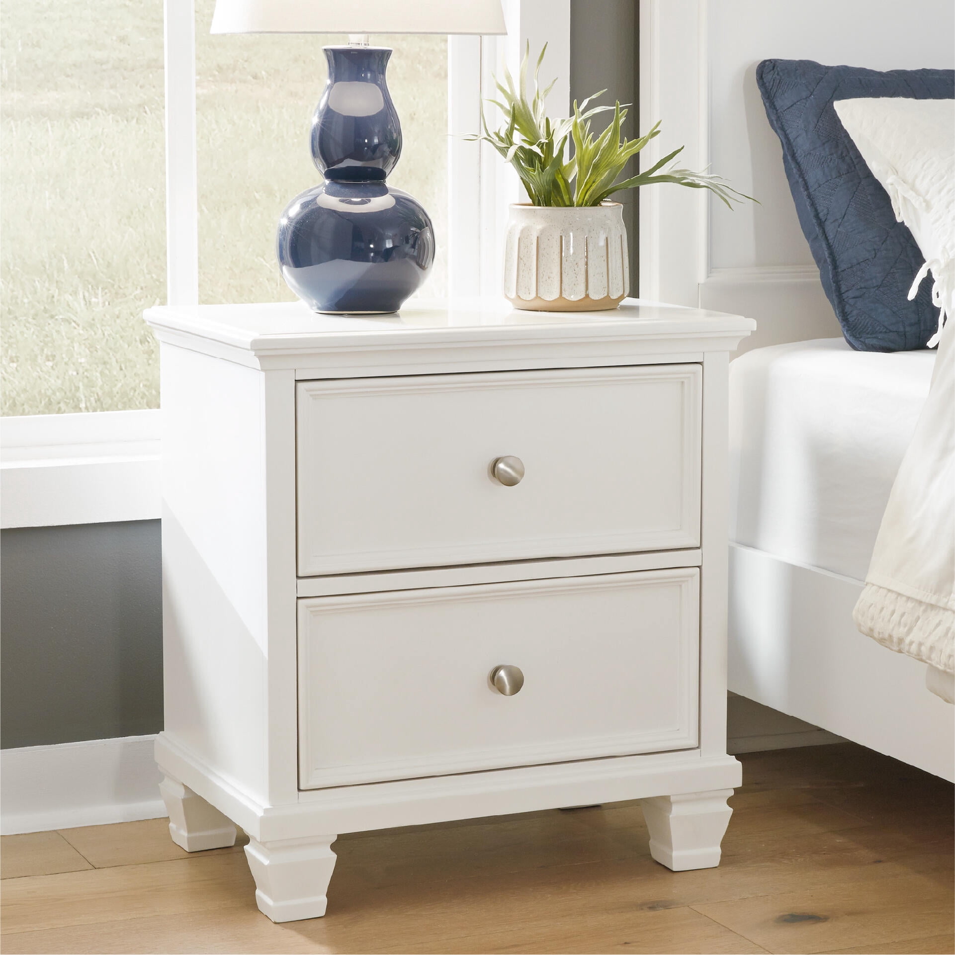 Signature Design by Ashley Casual Fortman 2 Drawer Nightstand, White