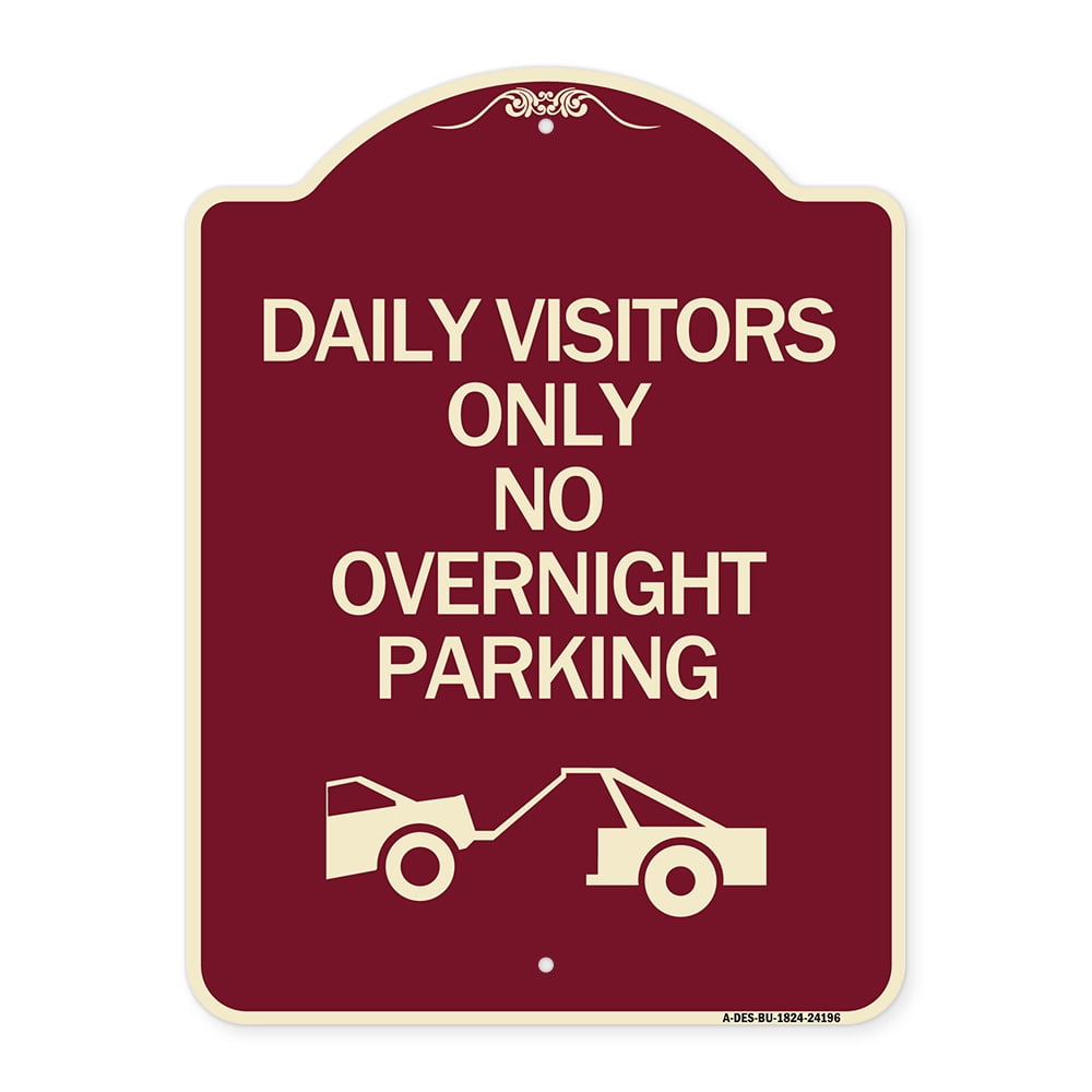 Visitor Parking No Overnight Parking SignMission Designer Series Sign Black & Gold 18 X 24 Heavy-Gauge Aluminum Architectural Sign Made in The USA Protect Your Business & Municipality 
