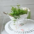thumbnail image 2 of Vintage Metal Wheelbarrow Planter Cart, Small Flower Pot Holder for Indoor Outdoor Use, Rustic Farmhouse Garden Decor for Patio, Tabletop, Home Market Decor, 2 of 6