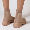 thumbnail image 6 of Women's Mid Calf Boots On Low Heel Sole Design for Everyday Casual Wear Travel Outfits and Outdoor Activities Comfortable Footwear,Color:Khaki,Size:6.5, 6 of 9