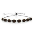 thumbnail image 3 of Gem Stone King 925 Sterling Silver Brown Smoky Quartz Bracelet and Earrings Jewelry Set for Women (7.50 Cttw, Gemstone, Oval 7X5MM, Fully Adjustable up to 9 inch), 3 of 4