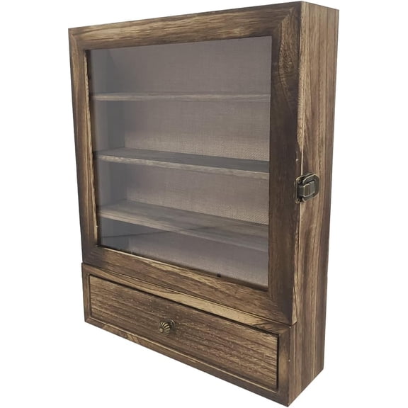 11 x 14inch Shadow Box Frame with 1 Drawer 3 Removable Shelfs–Wooden Acrylic Display Cases, for Wall Mount and Tabletop Display Picture Flower Keepsake (Carbon)