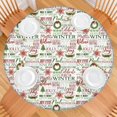 thumbnail image 2 of Multicolor Christmas Word Pattern Round Fitted Tablecloth with Elastic Edge,Dining Table Cover Waterproof,Outdoor Round Tablecloth for Camping,Dining,Indoor and Outdoor, 2 of 7