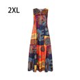 thumbnail image 2 of Robe d'Été Imprimée Col en V pour Femmes Fête Banquet Design Simple Vêtements Mode Filles Robes Sans Manches Polyester Vêtements de Club pour Dames Orange 2TG, 2 of 9