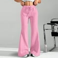 thumbnail image 2 of YDDIAN Pants for Women Comfy High Waisted Plus Size Flared Sweatpants Wide Leg Winter Lounge Drawstring Pants with Pockets Pink XL, 2 of 3