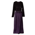 thumbnail image 4 of HJYCHN Women's Casual Dresses Arab Abaya Dress with Stitching Lace Detail Kaftan Maxi Style Long Robe Long Sleeve Dress for Women Purple S, 4 of 5