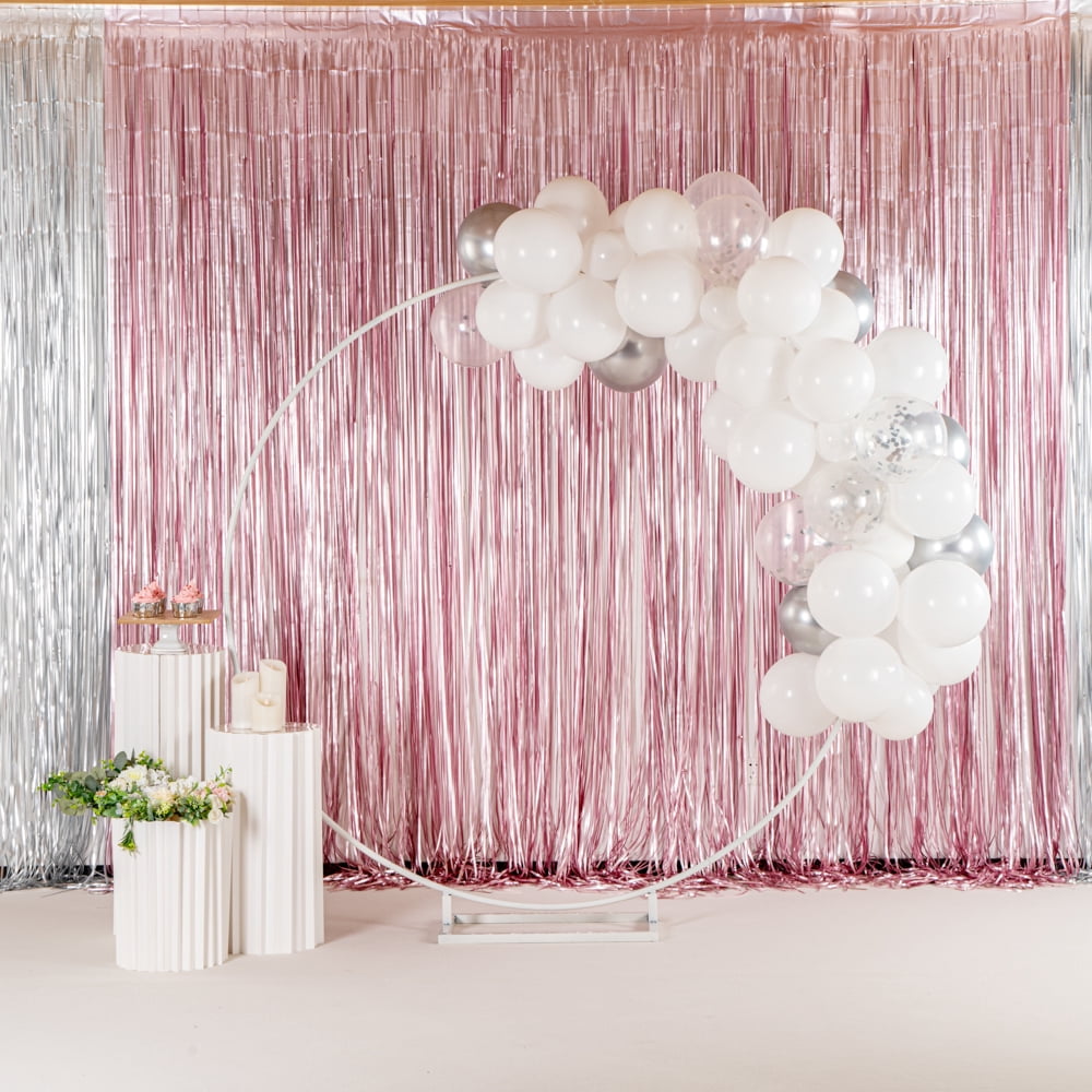Restaurantware-Balloonify Balloon Garland Set, 1 Party Decoration Kit - 70 Balloons, With Chain, White & Silver Latex Balloon Arch Kit, Includes Glue Dots
