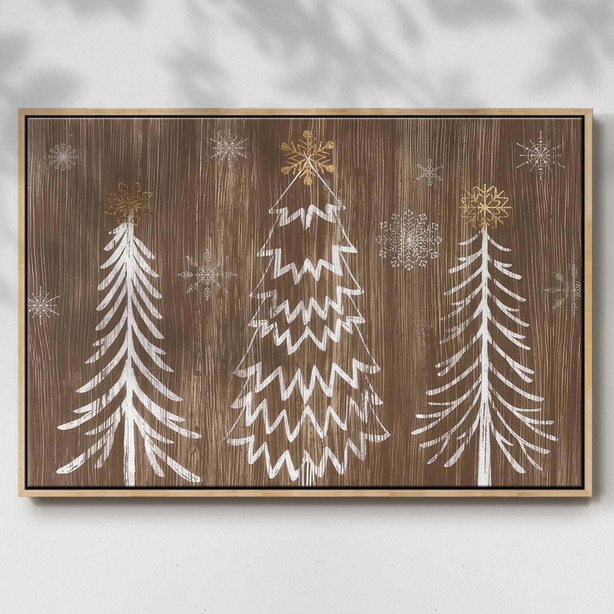 Barnwood Wonderland Collection A - Framed Gallery Wrapped Holiday Canvas - 25 x 37 - Natural Wood Frame