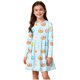 thumbnail image 1 of Vestido de manga larga con cuello redondo para niñas, vestido elástico de manga larga, corte A, estilo patinador con volantes, vestido de recital escolar, vestido de manga larga con cuello redondo par, 1 of 6