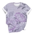 thumbnail image 5 of Sexlip Womens Swimsuit Set Faded Abstract Print Cover Up Design Crew Neck Short Sleeve Casual Silhouette Sun Protection Fabric for Beach Wear Purple XXXXXL, 5 of 6