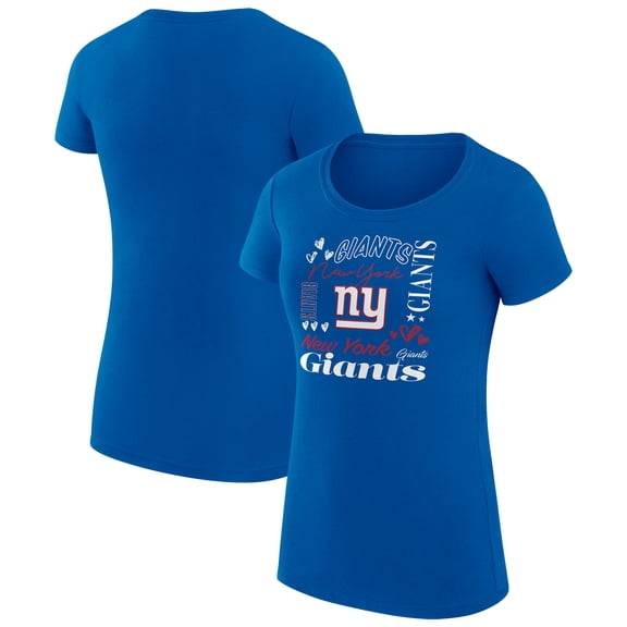 Women's G-III 4Her by Carl Banks  Royal New York Giants Super-Slim Fit Lightweight Collage Team T-Shirt