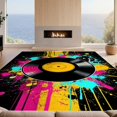 thumbnail image 2 of Design&I 3'x5' Ultra Soft Throw Mat, Record Retro Vinyl Turntable Paint Splatter Music Note Flowing None Fluffy Washable Easy Care Indoor rug for Bedside Hallway, 2 of 7