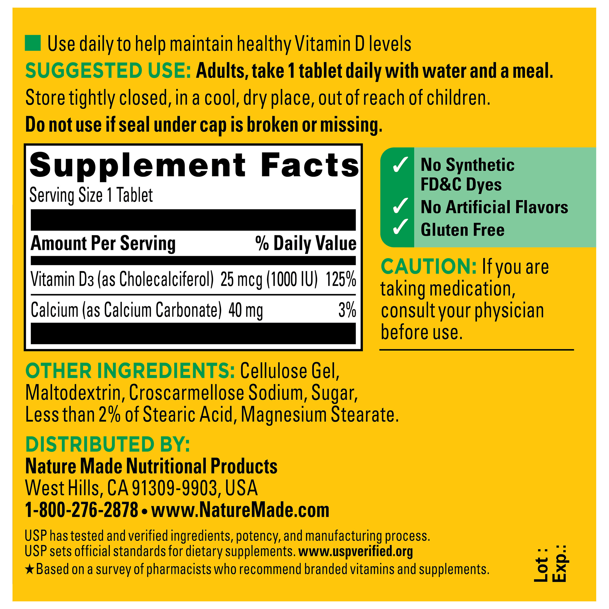 Nature Made Vitamin D3 1000 IU, 210 Tablets photo 3