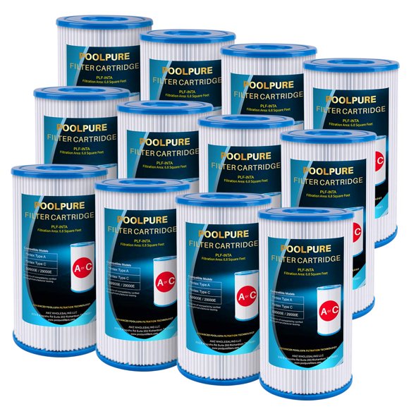 POOLPURE Replacement Filter for Type A or C, Compatible with Intex 29000E/59900E, Easy Set Pool Filters, Summer Escapes or Summer Waves Above Ground Pools, Pac