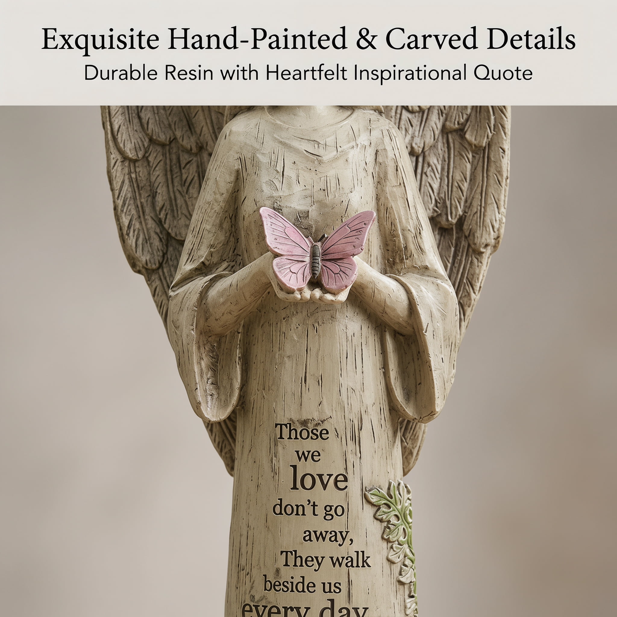 Resin Garden Statue Standing Angel with Butterfly Garden Statuary for Outdoor Garden Decor
