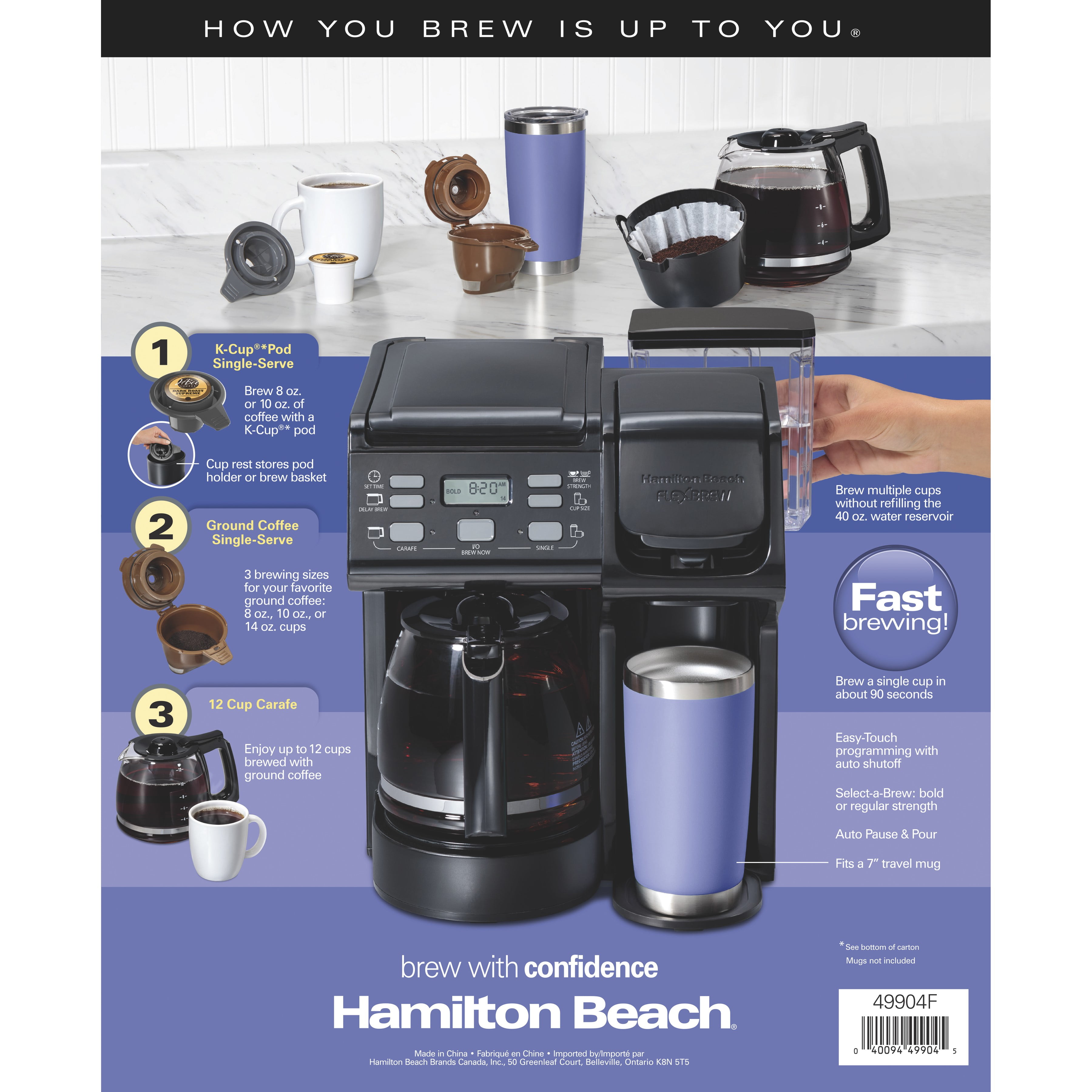 Hamilton Beach FlexBrew Trio Coffee Maker, Single Serve or 12 Cups 