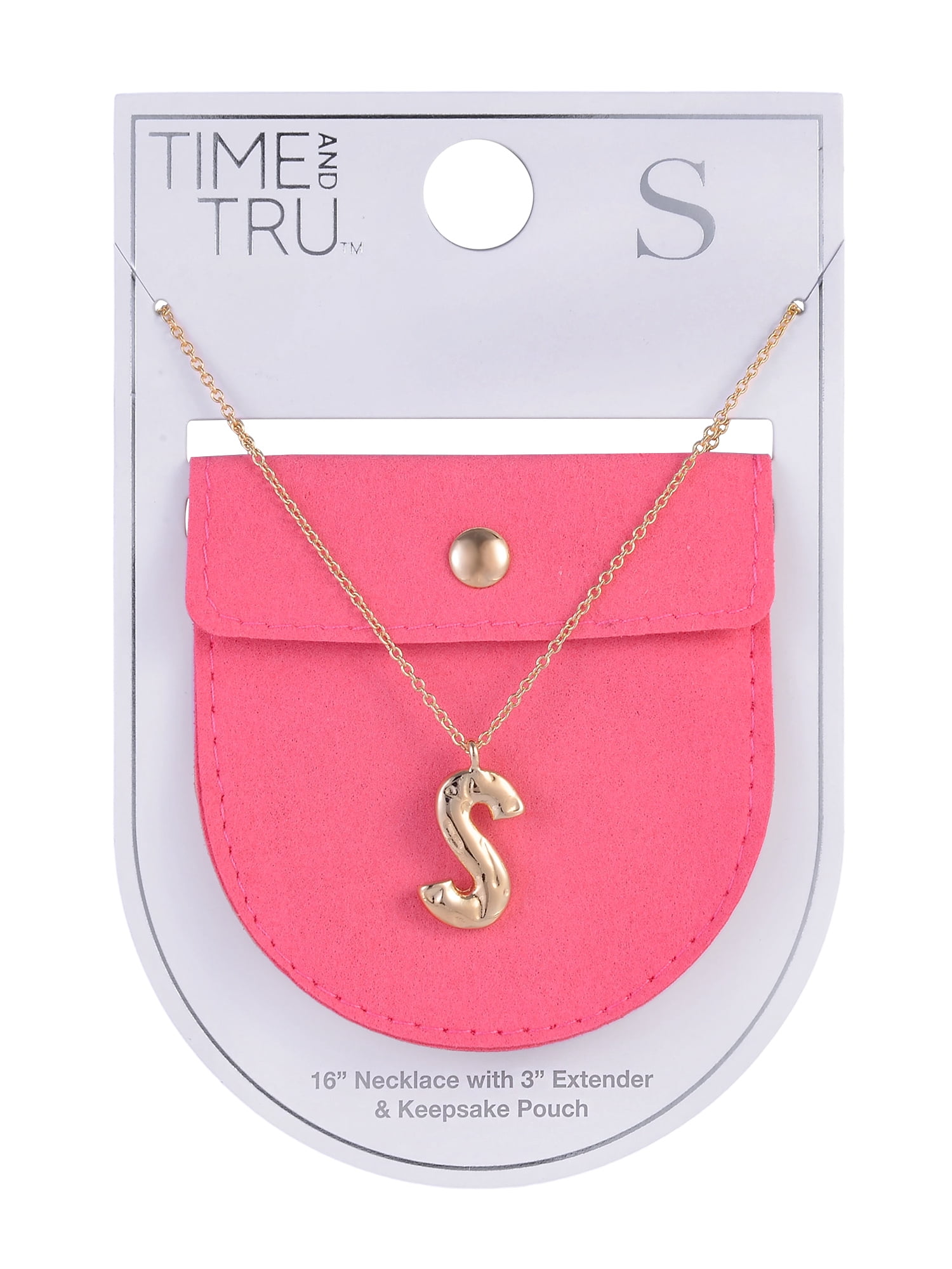 Time and Tru Goldtone Hammered Initial "S" Pendant Necklace