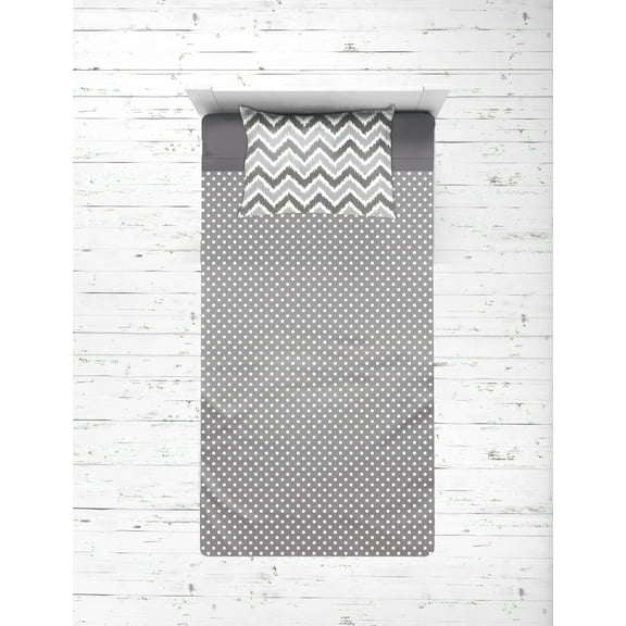 Bacati - MixNMatch 3-Piece 100% Cotton Percale Toddler Sheet Set, Grey