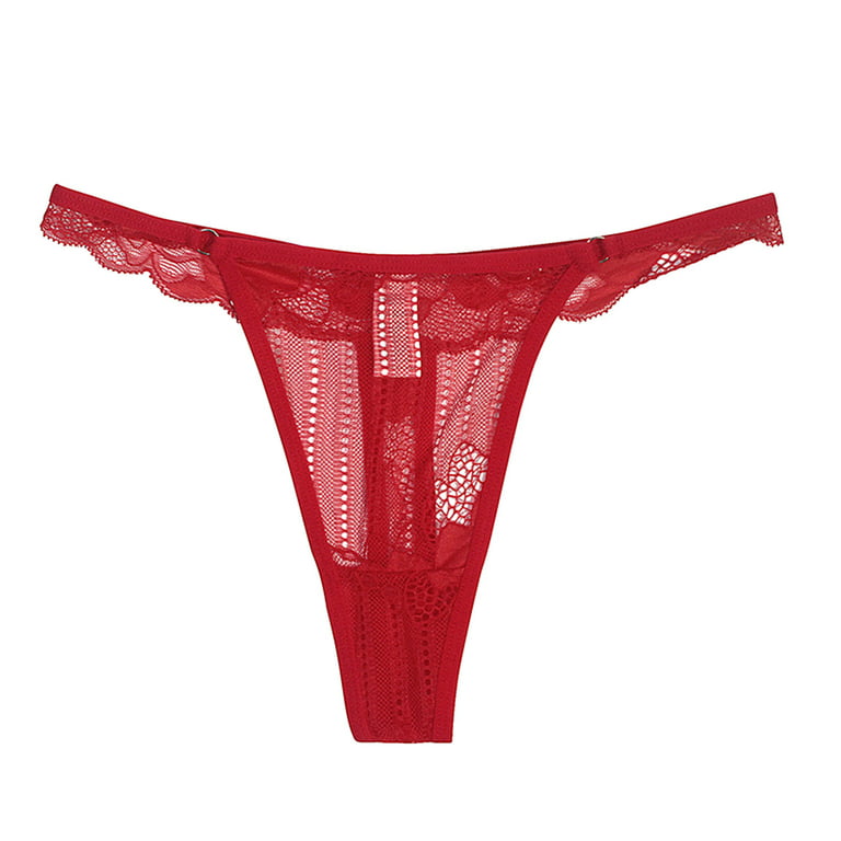 LBECLEY Womens Undies Size 8 Ladies Lace Sheer Mesh Thong Multi Size Multi  Color Low Waist Comfortable Panties Open Bottom Panties for Women Red L 