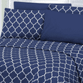thumbnail image 2 of Carter 6 PC Sheet Set Quatrefoil Geometric Bedding, Ultra Soft Double Brushed Microfiber Fabric - King Navy, 2 of 5