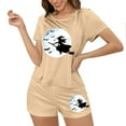 thumbnail image 7 of Feancey Lounge 2 Piece Sets for Women Halloween Pajama Shorts Set Vintage Witch Print Tshirts and Short Pants Two Piece Sleepwear Birthdal Gifts Khaki XL, 7 of 7