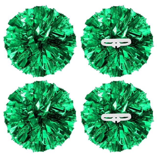 Uxcell Pompones metálicos para animación con anillos de mango, ideales para el espíritu del equipo, deportes, danza y animación en verde