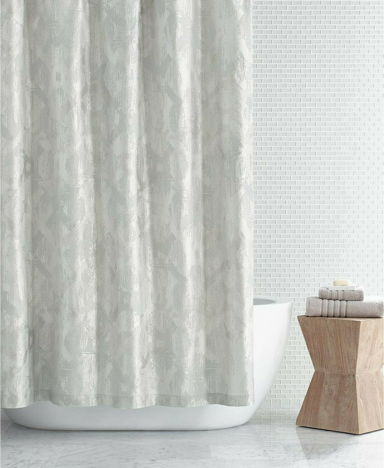 Hotel Collection Matelasse Embroidered Border White Luxury Shower Curtain 72X72" 