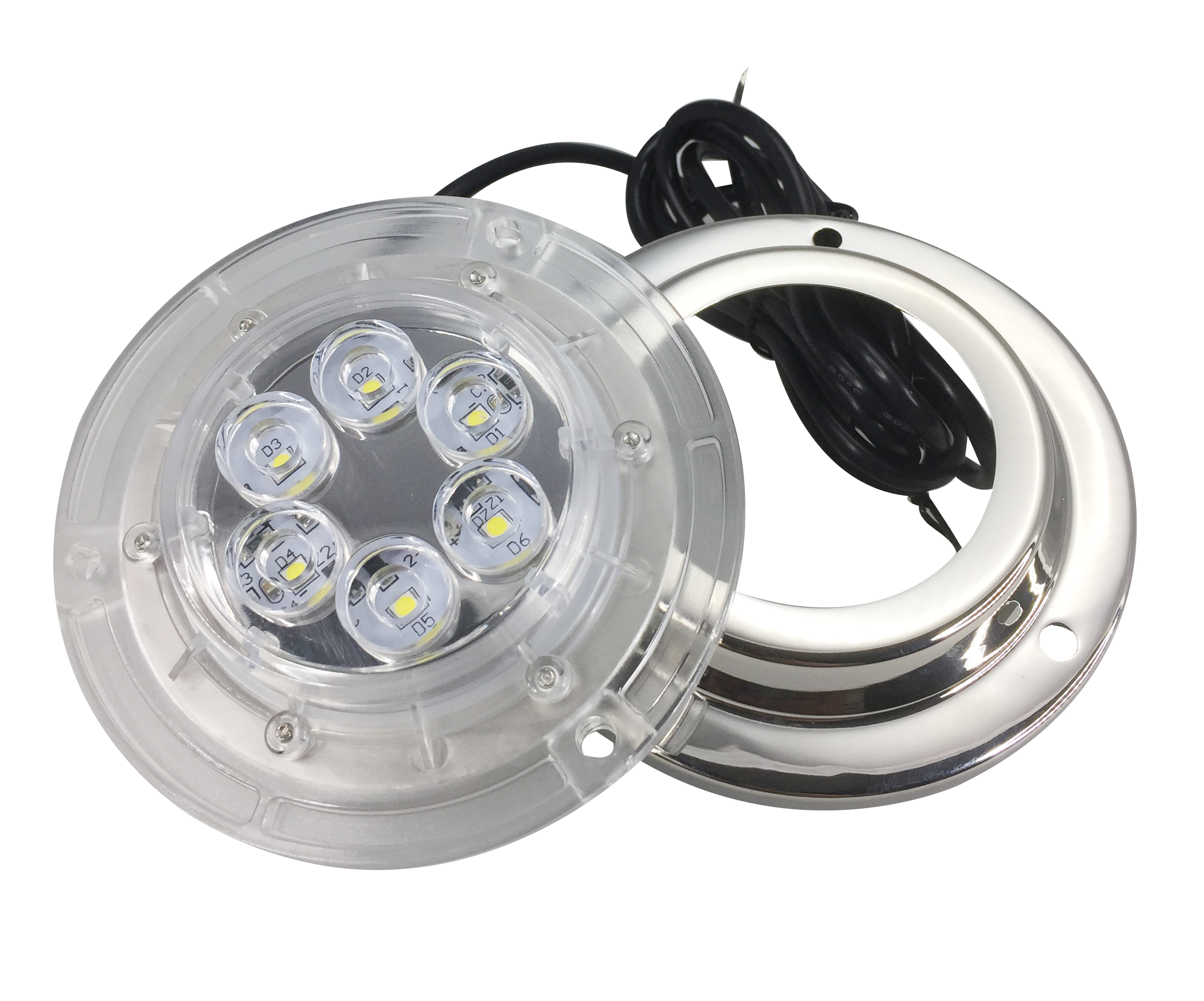Pactrade Marine Boat SS316 LED White 6 x 2 W Underwater Light 10-30V IP 68 - image 3 of 5