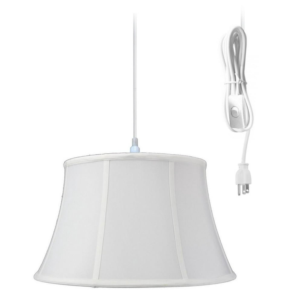 1Light Plug In Swag Pendant Ceiling Light White Shade
