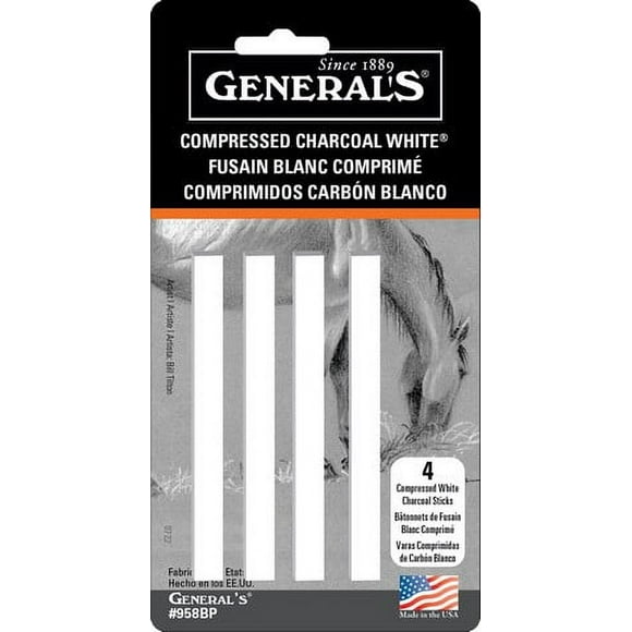 General's Compressed Charcoal Sticks 4/Pkg-White - 2B, 4B & 6B - GP958BP