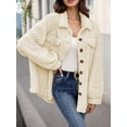 thumbnail image 7 of Mengpipi Women's Fleece Shacket Autumn Winter Long Sleeve Lapel Collar Thick Plush Shaggy Pullover Lazy Style Jacket S-2XL, 7 of 7