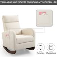 thumbnail image 4 of Homhum Nursery Rocking Chair, Velvet High Back Arm Chair, Adult Sofa for Indoor, Beige, 4 of 9